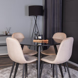 Plaza Runt Matbord - Svart / Svart - ø100*H75 +Jídelní židle Polar - Černé nohy / Béžová Velvet _4