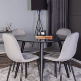 Plaza Runt Matbord - Svart / Svart - ø100*H75 +Jídelní židle Polar - Černé nohy / Světle šedá Velvet _4