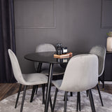 Plaza Runt Matbord - Svart / Svart - ø100*H75 +Jídelní židle Polar - Černé nohy / Světle šedá Velvet _4