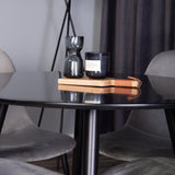 Plaza Runt Matbord - Svart / Svart - ø100*H75 +Jídelní židle Polar - Černé nohy / Světle šedá Velvet _4