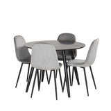 Plaza Runt Matbord - Svart / Svart - ø100*H75 +Jídelní židle Polar - Černé nohy / Světle šedá Velvet _4