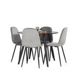 Plaza Runt Matbord - Svart / Svart - ø100*H75 +Jídelní židle Polar - Černé nohy / Světle šedá Velvet _4