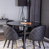 Plaza Runt Matbord - Svart / Svart - ø100*H75 +Jídelní židle Velvet mosaz š. stehy vzadu - Černá / PU _4