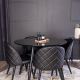 Plaza Runt Matbord - Svart / Svart - ø100*H75 +Jídelní židle Velvet mosaz š. stehy vzadu - Černá / PU _4