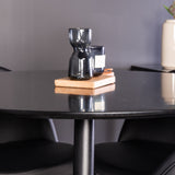 Plaza Runt Matbord - Svart / Svart - ø100*H75 +Jídelní židle Velvet mosaz š. stehy vzadu - Černá / PU _4