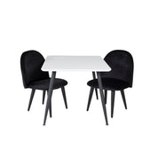Jídelní stůl Polar 80*60 XXS - Bílá / Černá + Sametová jídelní židle XXS - Black Velvet _2