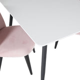 Jídelní stůl Polar 80*60 XXS - Bílá / Černá + Sametová jídelní židle XXS - Růžový Velvet _2