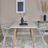 Polar Matbord - Ek-Look / Vit- 180*90*H75 +Bullerbyn - Jídelní židle - Světle šedá _6