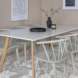 Polar Matbord - Ek-Look / Vit- 180*90*H75 +Bullerbyn - Jídelní židle - Světle šedá _6