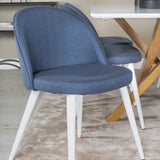 Piazza Matbord - Ek-look / Vit - 180*90*75 +Velvetová jídelní židle - Bílé nohy - Modrá látka _6