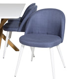 Piazza Matbord - Ek-look / Vit - 180*90*75 +Velvetová jídelní židle - Bílé nohy - Modrá látka _6