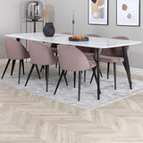 Polar Elips Matbord - Svart / Vit - 240*100*H75 +Velvet Jídelní židle Manšestr - Růžová / Černá _6
