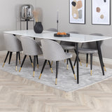 Polar Elips Matbord - Svart / Vit - 240*100*H75 +Sametová jídelní židle Mosaz - světle šedá / černá _6
