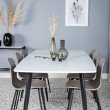 Polar Elips Matbord - Svart / Vit - 240*100*H75 + Jídelní židle Arctic - Černé nohy - Khaki Plast _6