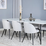 Polar Elips Matbord - Svart / Vit - 240*100*H75 +Velvetová jídelní židle - Černé nohy - Světle šedáTkanina _6