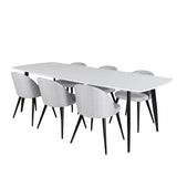 Polar Elips Matbord - Svart / Vit - 240*100*H75 +Velvetová jídelní židle - Černé nohy - Světle šedáTkanina _6