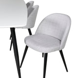 Polar Elips Matbord - Svart / Vit - 240*100*H75 +Velvetová jídelní židle - Černé nohy - Světle šedáTkanina _6