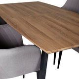 Jídelní stůl Inca - 160/200*85*H75 - Dub / Černá +Komfortní židle Polar šedá - Černé nohy _4