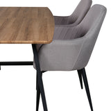 Jídelní stůl Inca - 160/200*85*H75 - Dub / Černá +Komfortní židle Polar šedá - Černé nohy _4