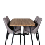 Jídelní stůl Inca - 160/200*85*H75 - Dub / Černá +Leone 2.0 Polar Grey - ČERNÉ nohy _4