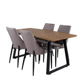 Jídelní stůl Inca - 160/200*85*H75 - Dub / Černá +Leone 2.0 Polar Grey - ČERNÉ nohy _4