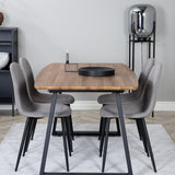 Jídelní stůl Inca - 160/200*85*H75 - Dub / Černá + Židle Polar - Šedá látka Černé nohy _4