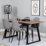 Jídelní stůl Inca - 160/200*85*H75 - Dub / Černá + Židle Polar - Šedá látka Černé nohy _4