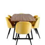 Inca Matbord - Svart / Oljad Ek - 160/200*85*H75+Velvet Matstol - Svart / Gul Sa