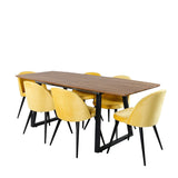 Inca Matbord - Svart / Oljad Ek - 160/200*85*H75+Velvet Matstol - Svart / Gul Sa