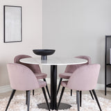 Estelle runt Matbord - Svart / Vit marmor - ø106*H75+Velvet matstol - Manchester
