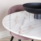 Estelle runt Matbord - Svart / Vit marmor - ø106*H75+Velvet matstol - Manchester