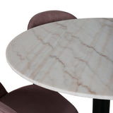 Estelle runt Matbord - Svart / Vit marmor - ø106*H75+Velvet matstol - Manchester