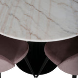 Estelle runt Matbord - Svart / Vit marmor - ø106*H75+Velvet matstol - Manchester