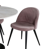 Estelle runt Matbord - Svart / Vit marmor - ø106*H75+Velvet matstol - Manchester