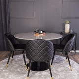 Razzia Jídelní stůl 106cm - Šedá Terazzo / Černá+Velvet jídelní židle mosaz š.