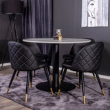 Razzia Jídelní stůl 106cm - Šedá Terazzo / Černá+Velvet jídelní židle mosaz š.