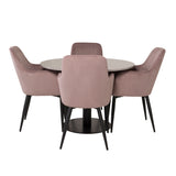 Jídelní stůl Razzia 106 cm - Šedá Terazzo / Černá + Komfortní jídelní židle - Černé nohy / Dusty Pink Manšestr _4