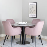 Jídelní stůl Razzia 106 cm - Šedá Terazzo / Černá + Komfortní jídelní židle - Černé nohy / Dusty Pink Manšestr _4