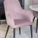 Jídelní stůl Razzia 106 cm - Šedá Terazzo / Černá + Komfortní jídelní židle - Černé nohy / Dusty Pink Manšestr _4