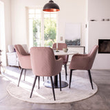 Jídelní stůl Razzia 106 cm - Šedá Terazzo / Černá + Komfortní jídelní židle - Černé nohy / Dusty Pink Manšestr _4