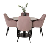 Jídelní stůl Razzia 106 cm - Šedá Terazzo / Černá + Komfortní jídelní židle - Černé nohy / Dusty Pink Manšestr _4
