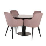 Jídelní stůl Razzia 106 cm - Šedá Terazzo / Černá + Komfortní jídelní židle - Černé nohy / Dusty Pink Manšestr _4