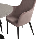 Jídelní stůl Razzia 106 cm - Šedá Terazzo / Černá + Komfortní jídelní židle - Černé nohy / Dusty Pink Manšestr _4