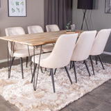 Stůl Bali - 200*90cm - Teak /Černá - Velvet Deluxe Jídelní židle - Černé nohy / Béžový samet 6