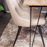 Stůl Bali - 200*90cm - Teak /Černá - Velvet Deluxe Jídelní židle - Černé nohy / Béžový samet 6