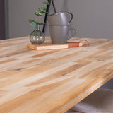 Stůl Bali - 200*90cm - Teak /Černá - Velvet Deluxe Jídelní židle - Černé nohy / Béžový samet 6