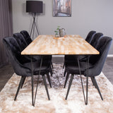 Stůl Bali - 200*90cm - Teak /Černá - Velvet Deluxe Jídelní židle - Černé nohy / Black Velvet 6