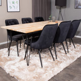 Stůl Bali - 200*90cm - Teak /Černá - Velvet Deluxe Jídelní židle - Černé nohy / Black Velvet 6