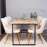 Cirebon Matbord - Svart / Naturträ - 200*90*H75+Velvet Deluxe Jídelní židle - Bru