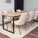 Cirebon Matbord - Svart / Naturträ - 200*90*H75+Velvet Deluxe Jídelní židle - Bru